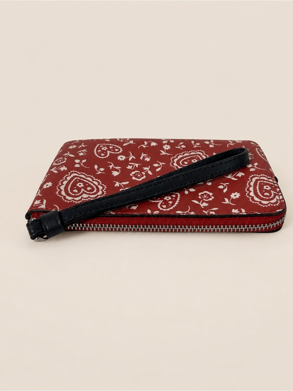 Coach Red Heart Floral Zip Wristlet Wallet 6x4 - Picture 3 of 5